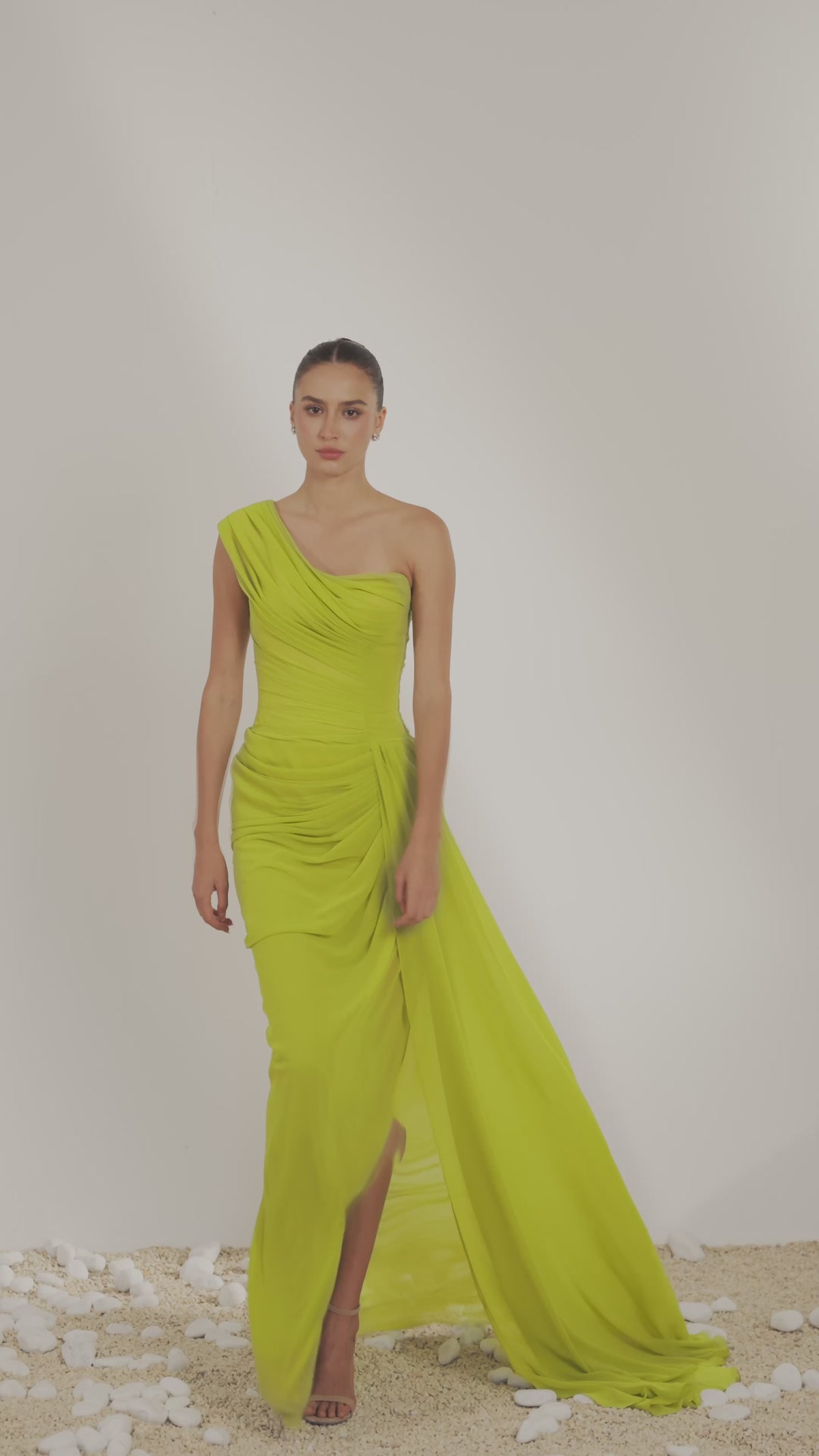 ROBE DRAPÉE CITRON VERT