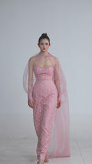 PEARL STRAIGHT LONG DRESS WITH SCARF DETAIL