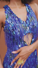 ISI FRINGE DRESS IN BLUE