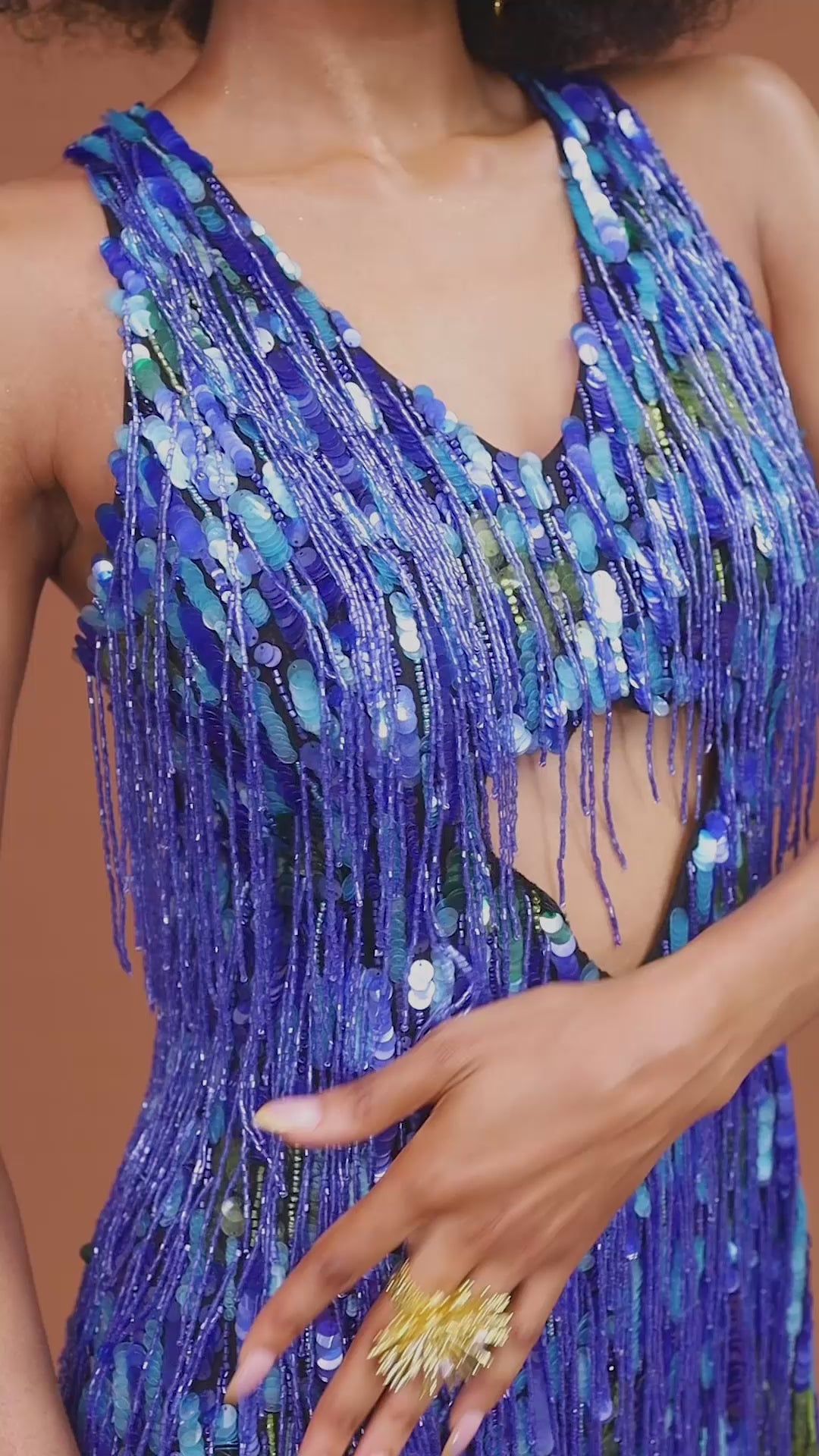 ISI FRINGE DRESS IN BLUE