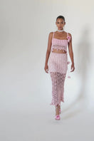 JUPE EN TRICOT FAIT MAIN ROSE VANILLE