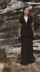 CREPE DRESS WITH SHAWL