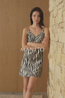 JUNGLE ZEBRA PRINT WOMEN'S SILK CHEMISE IN ZEBRA PRINT