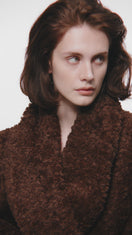 CURLY MAXI COAT IN CHOCOLATE BROWN