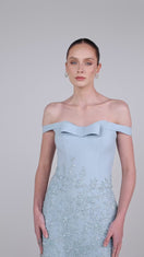 BLUE EMBROIDERED LACE DRESS