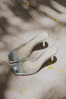GRETA MULE EN ARGENT CRISTAL TRANSPARENT