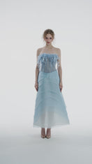 CORALIE TULLE AND ORGANZA DRESS IN LIGHT BLUE