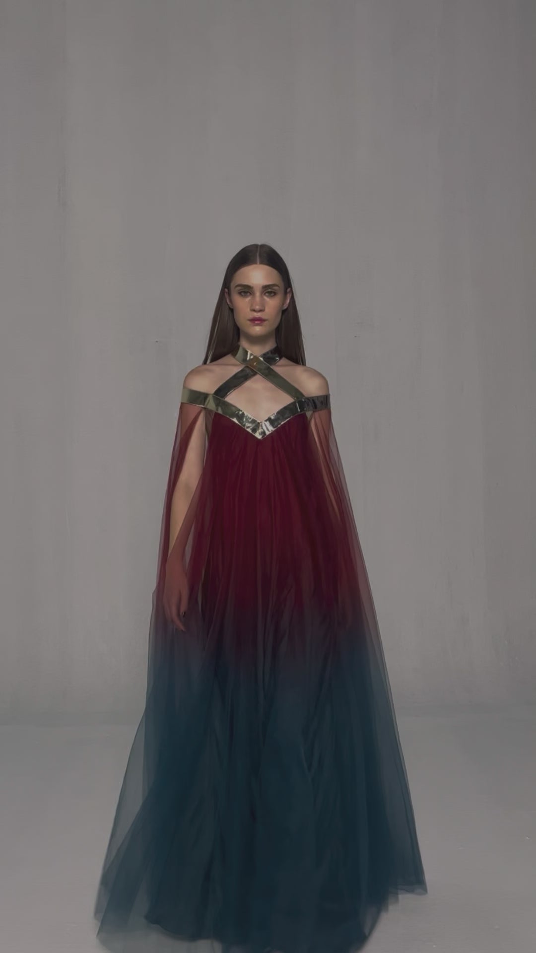 HALTER TULLE LAYERED DRESS