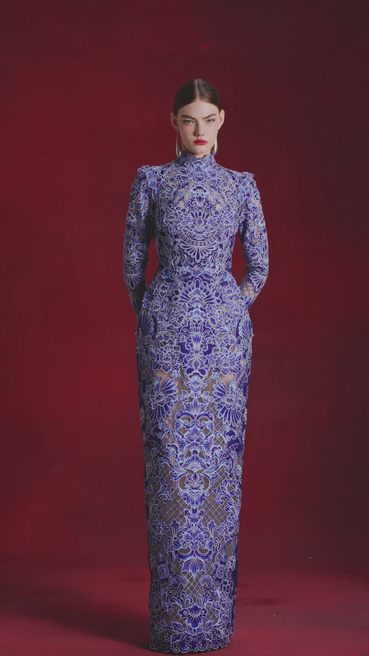 LASER-CUT PEONY GOWN