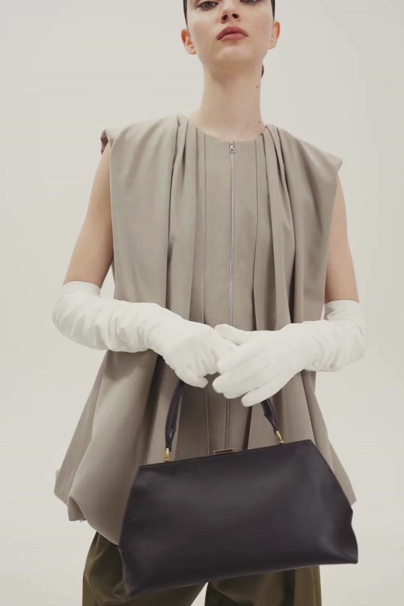 TAUPE VEST WITH ZIPPER AND BELT