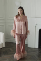 DIVA WOMEN'S FEATHER PYJAMA SET IN CORAL