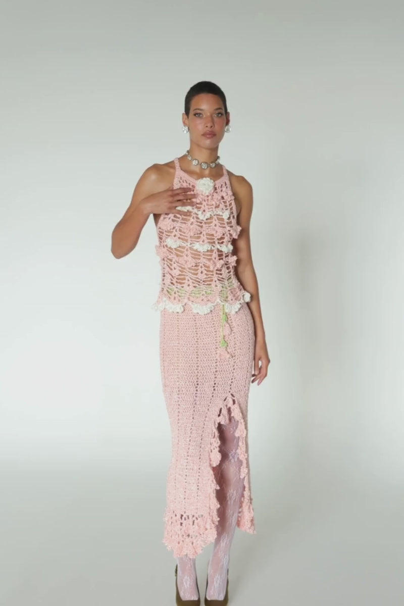 CHRYSANTHEMUM PINK HANDMADE CROCHET TOP