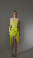 STRAPLESS CORSET MINI DRESS IN LIME