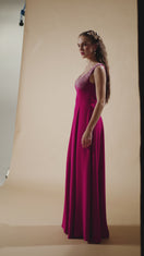 ROBE TRAPÈZE EN CRÊPE DE CHINE ROSE