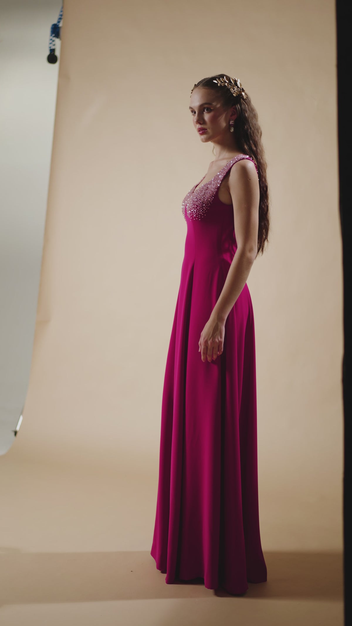 ROBE TRAPÈZE EN CRÊPE DE CHINE ROSE
