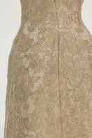 BUSTIER LACE GOWN IN BEIGE