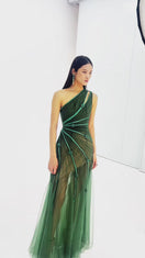 ROBE TRAPÈZE EN ORGANZA MAKENNA CULT MIA X HAPPY CLOTHING VERTE
