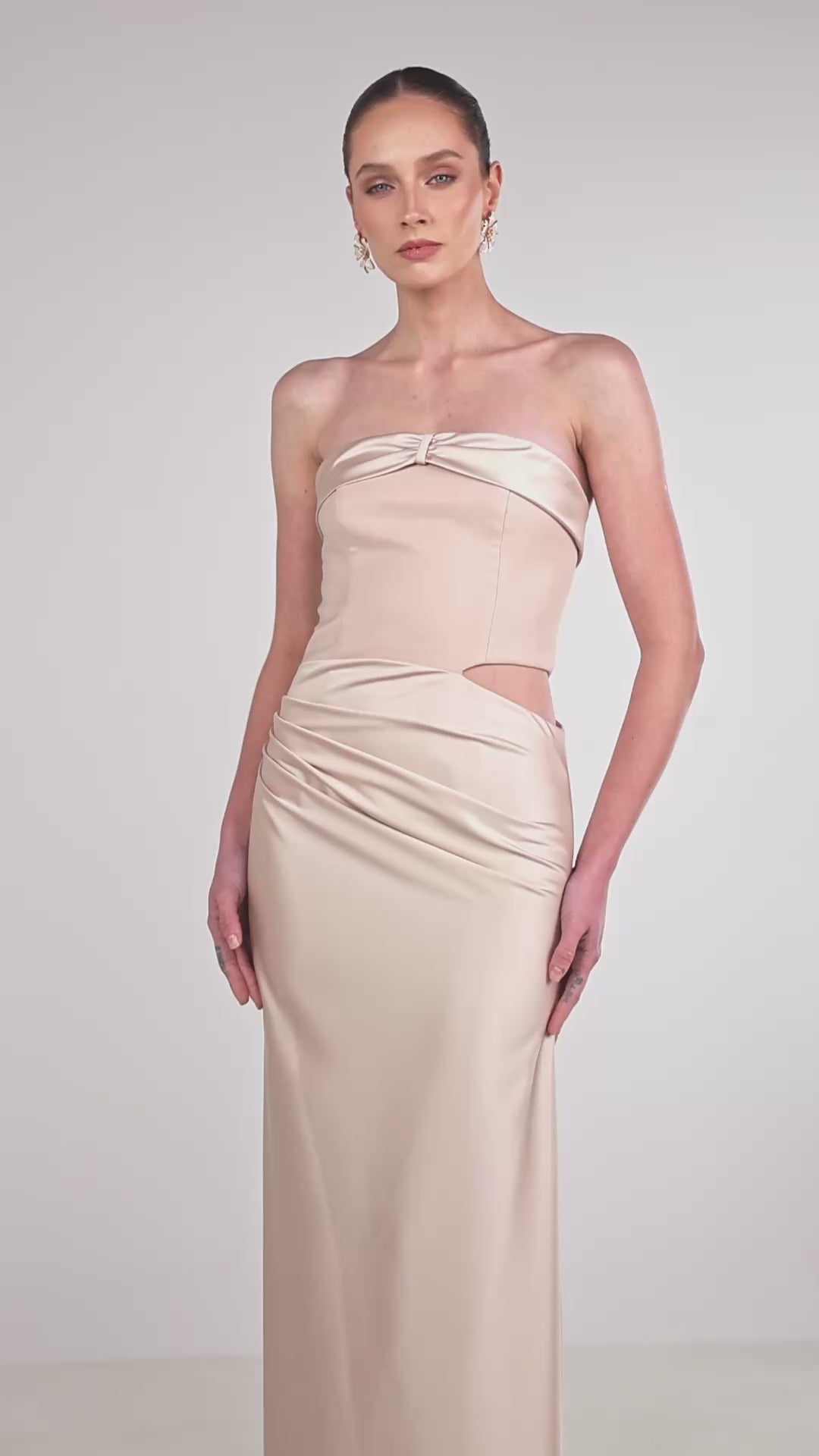 CHAMPAGNE DRAPED CORSET GOWN