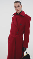 MANTEAU MIDI EN LAINE ROUGE