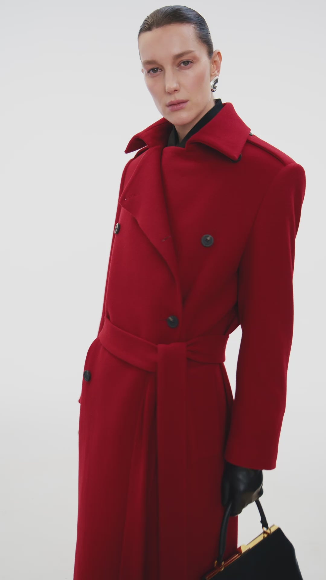 MANTEAU MIDI EN LAINE ROUGE