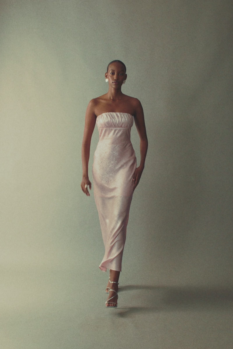 STRAPLESS PINK MAXI DRESS