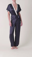 MARISA CHARMING SILK KIMONO WRAP JACKET IN EVENING BLUE
