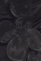 FLORAL APPLIQUÉS SHEER MINI DRESS IN BLACK