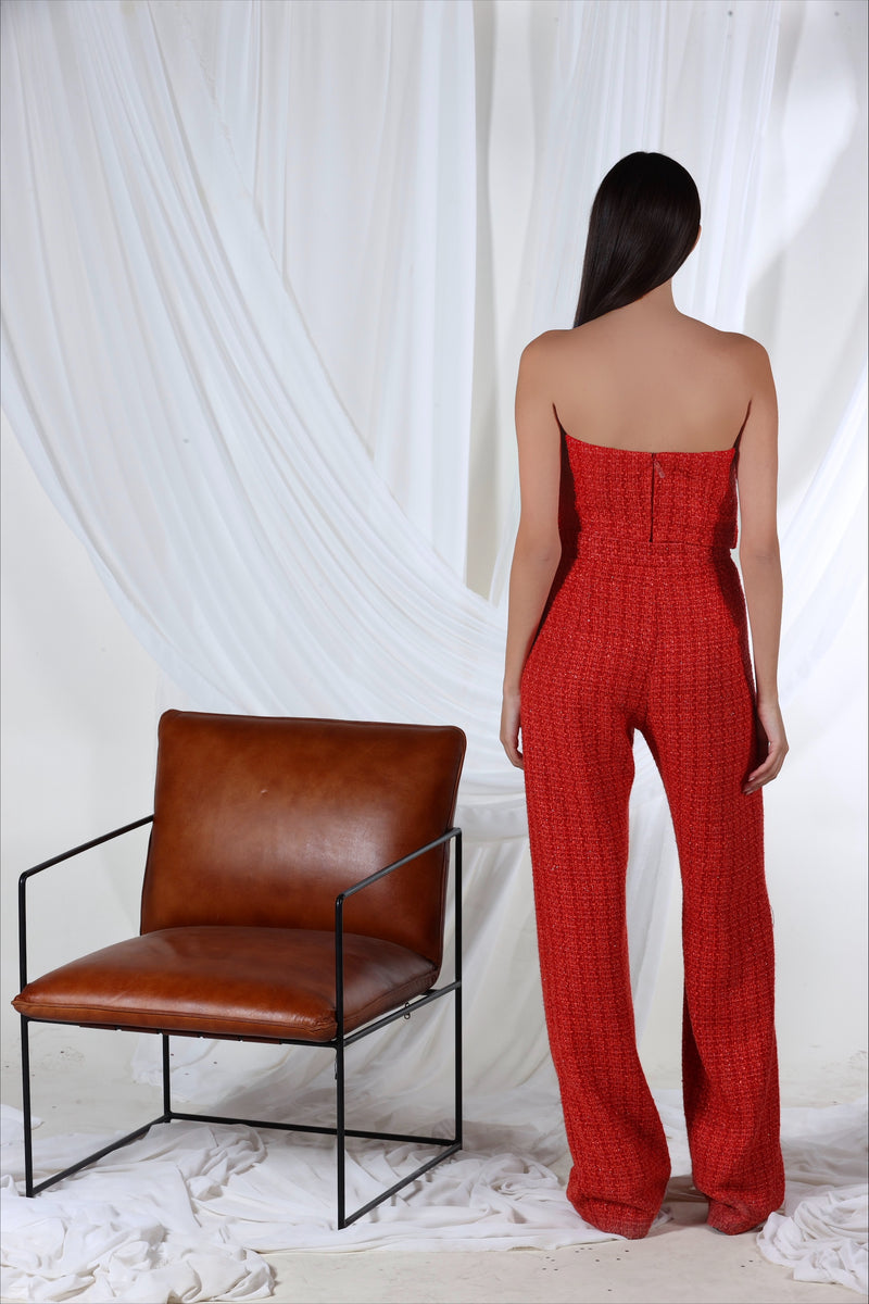 Red Muse corset top by Aquarel Studio featuring a fitted design and lace-up front, displayed on a mannequin.