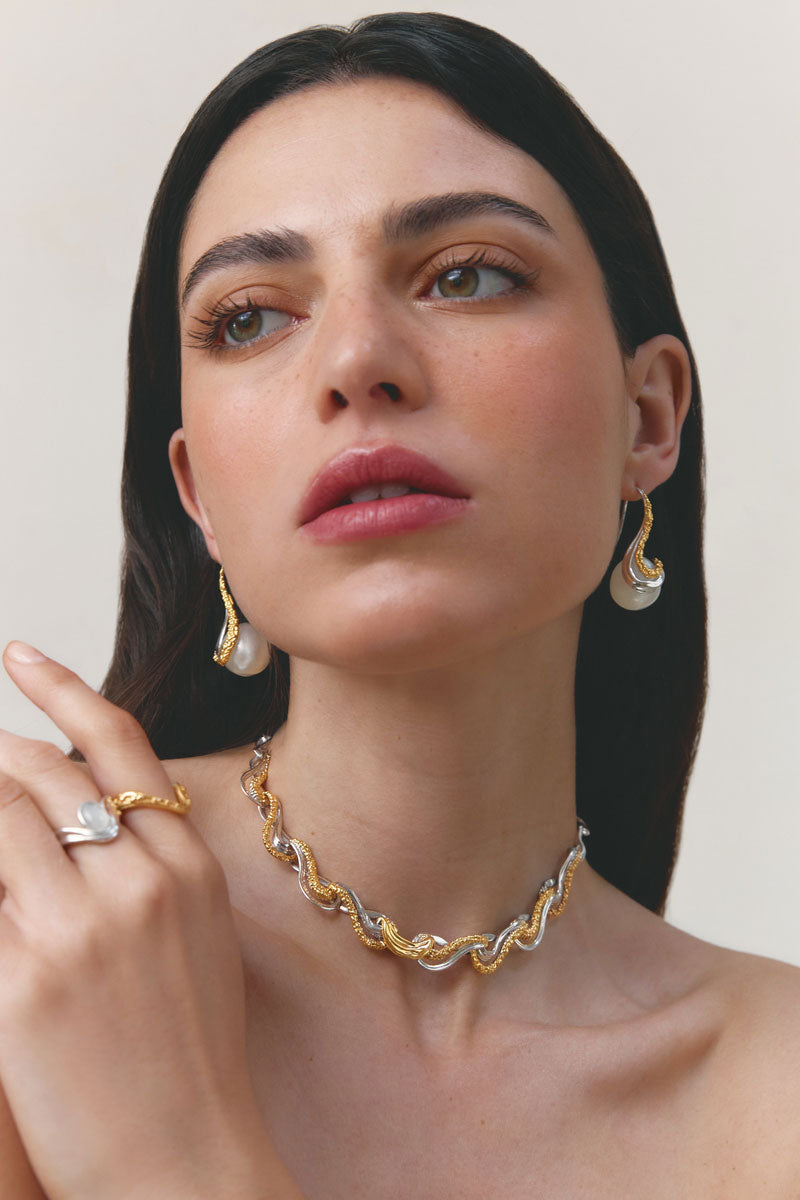 Jude Benhalim Eternity Earrings featuring intricate gold design and elegant hoop style for sophisticated jewelry look
