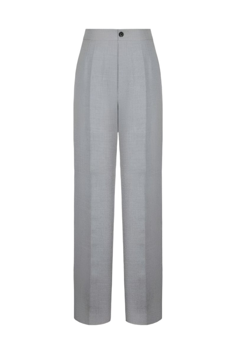 STRAIGHT-LEG PANTS WITH FRONT DARTS IN GRAY - CULT MIA