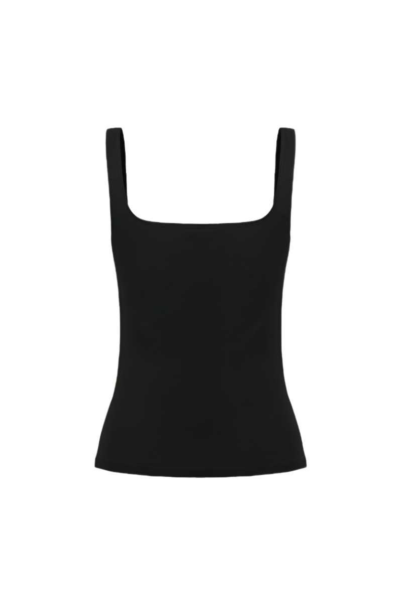 SQUARE NECK TANK TOP IN BLACK - CULT MIA