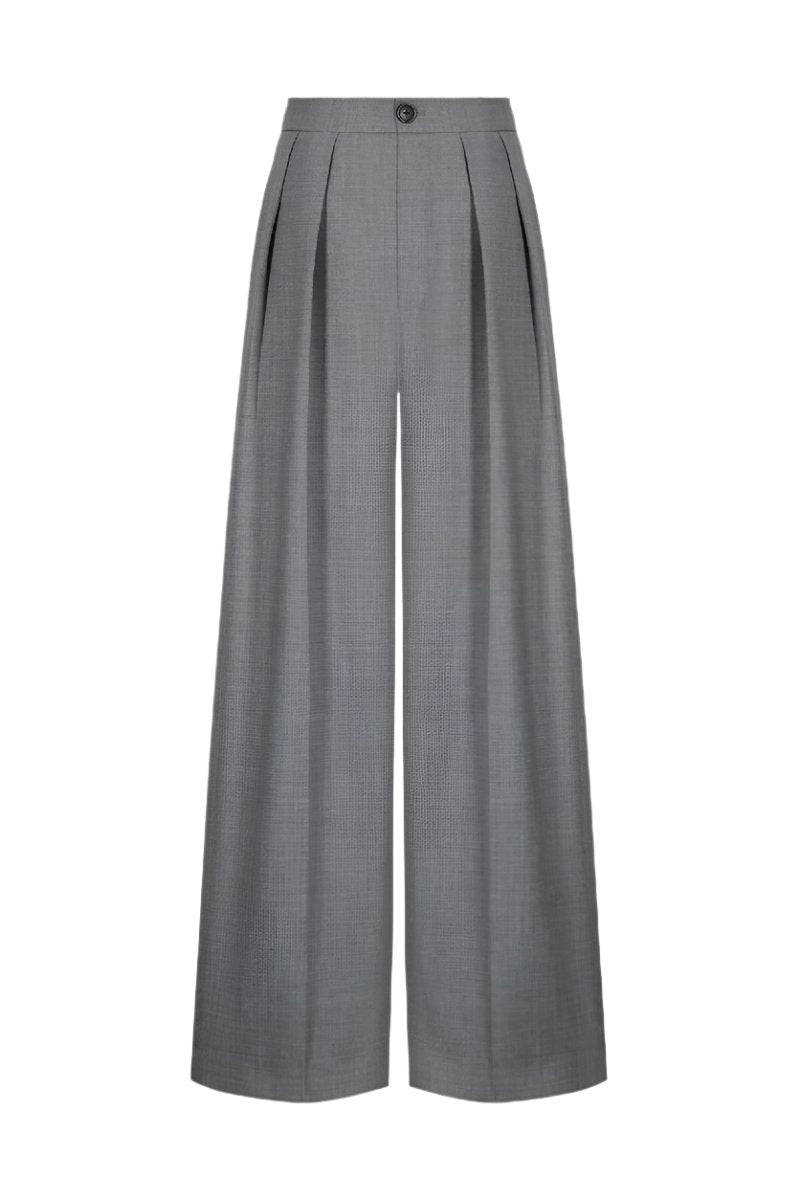 LOOSE PANTS WITH FRONT PLEATS IN GRAY - CULT MIA