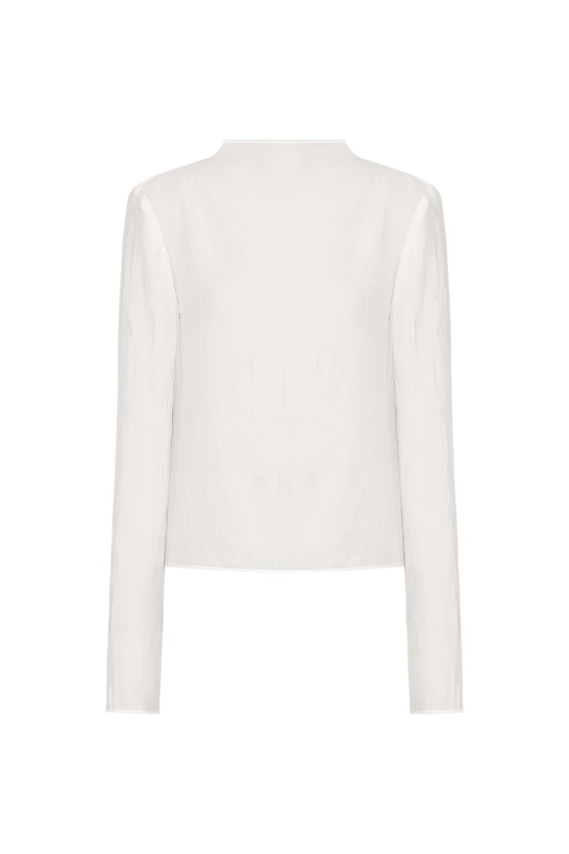 HALF HIGH COLLAR SHIRT IN WHITE - CULT MIA