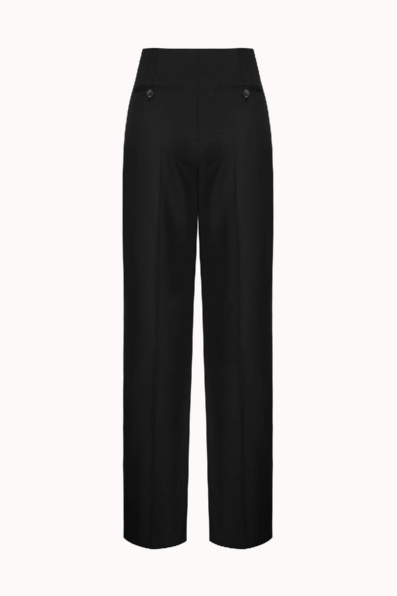 STRAIGHT-LEG PANTS WITH FRONT DARTS IN BLACK - CULT MIA