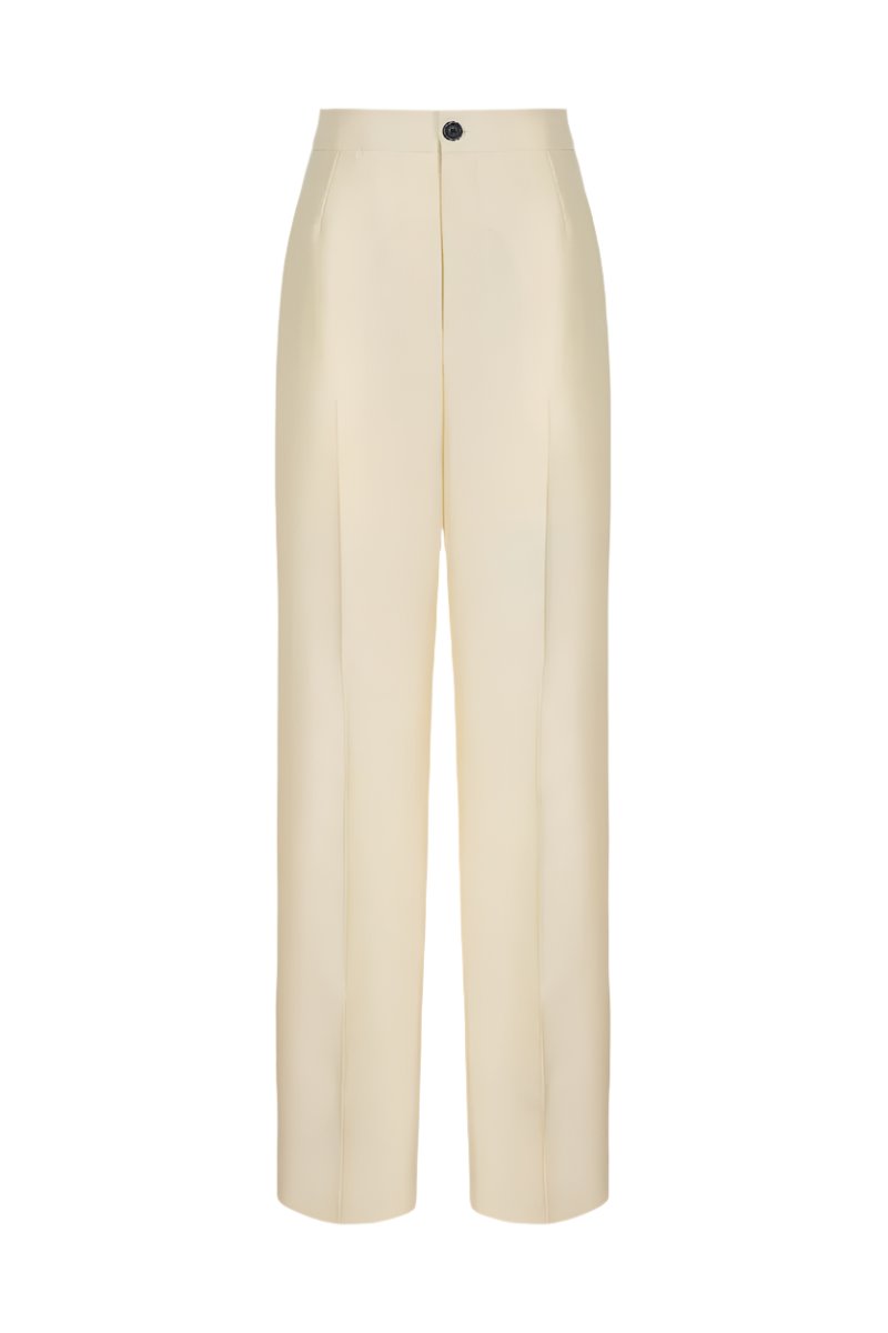 STRAIGHT-LEG PANTS WITH FRONT DARTS IN BEIGE - CULT MIA