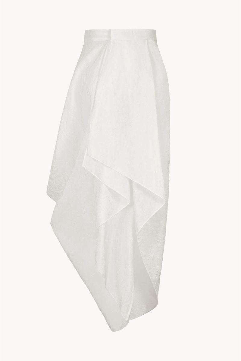 RUCHED ASYMMETRICAL SKIRT IN WHITE - CULT MIA