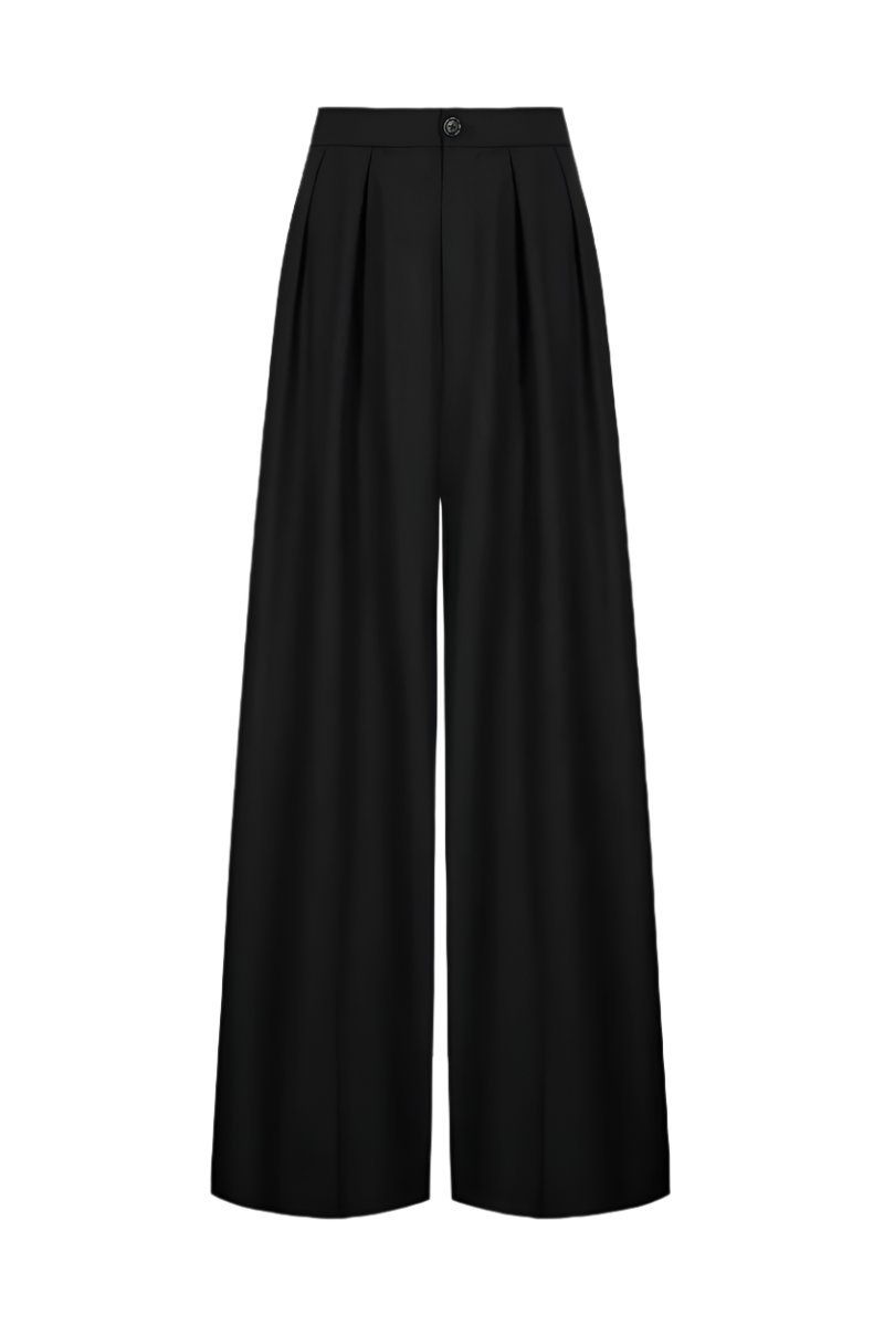 LOOSE PANTS WITH FRONT PLEATS IN BLACK - CULT MIA
