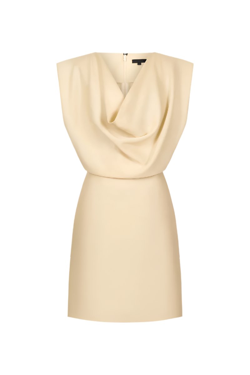 DRAPED NECK DRESS IN GOLDEN - CULT MIA