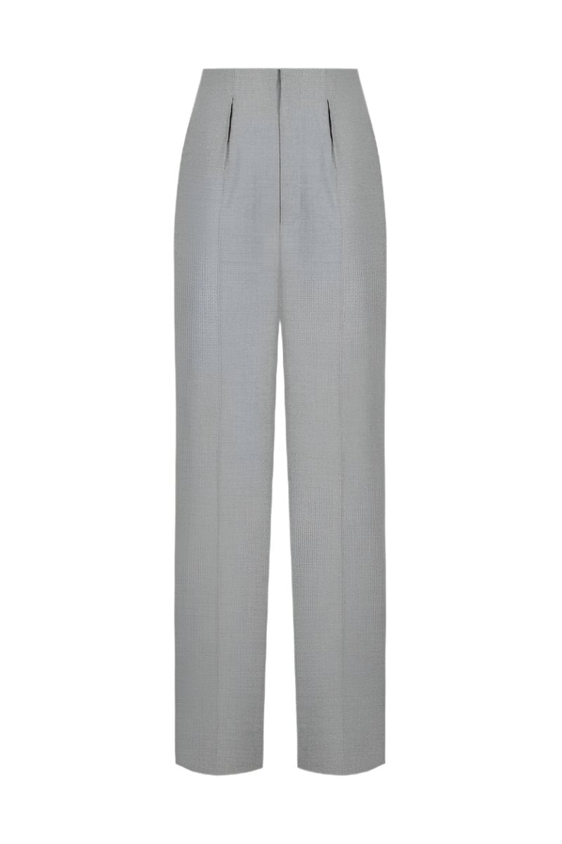 STRAIGHT-LEG PANTS WITH REVERSE FRONT PLEATS IN GRAY - CULT MIA