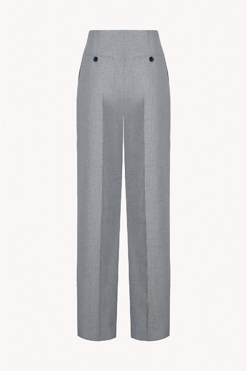 STRAIGHT-LEG PANTS WITH REVERSE FRONT PLEATS IN GRAY - CULT MIA