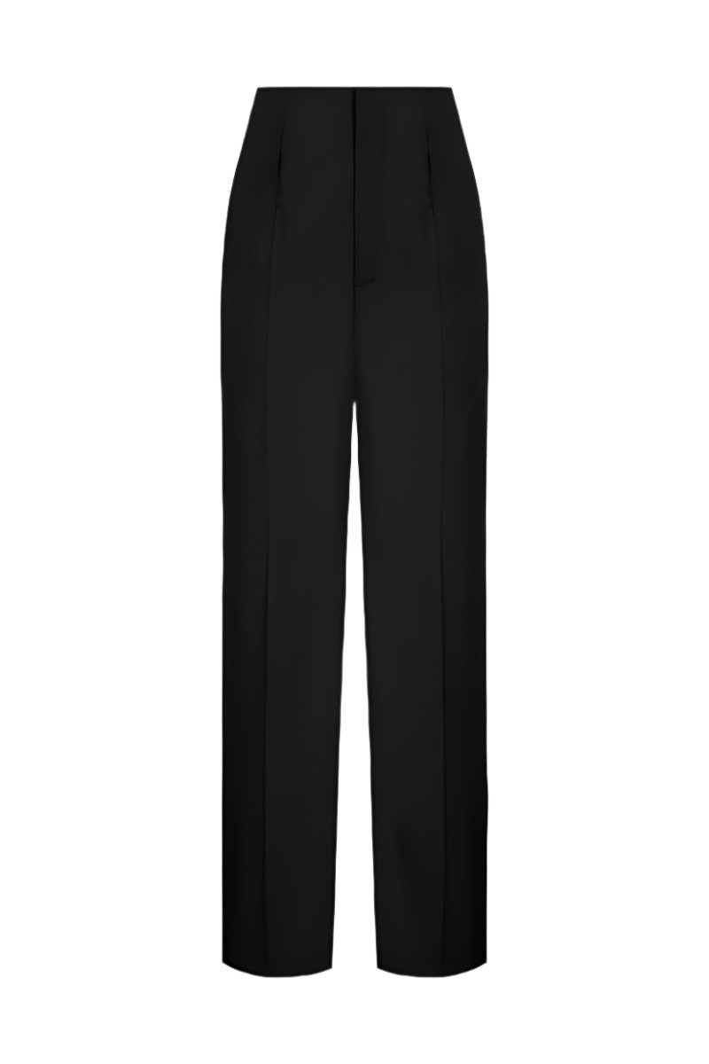 STRAIGHT-LEG PANTS WITH FRONT DARTS IN BLACK - CULT MIA