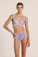 Luciela Wisteria lingerie set featuring a purple-blue bralette and matching boyshorts, soft and stylish for comfortable wear.