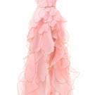 Pink blooming blush rose tiered gown by Happy Clothing, featuring flowing fabric and elegant design for special occasions.