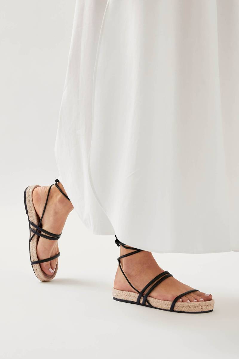 RAYNA BLACK LEATHER SANDALS - CULT MIA