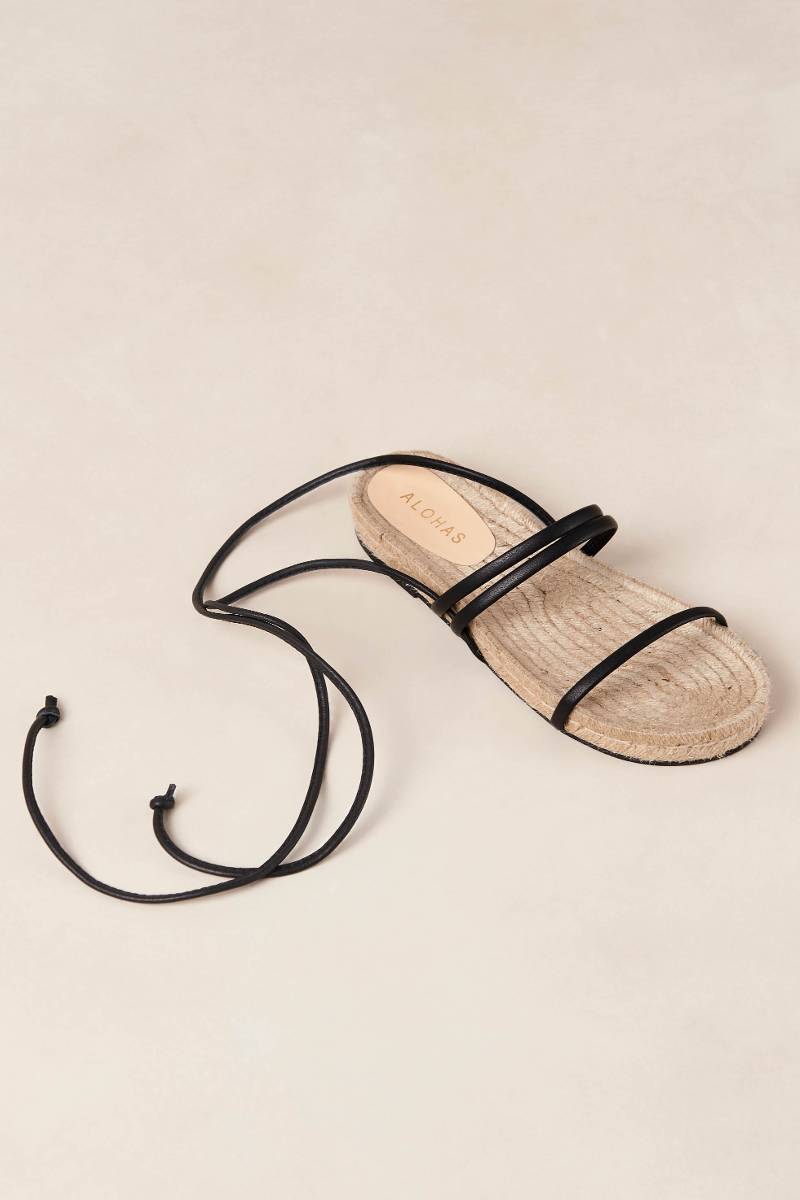 RAYNA BLACK LEATHER SANDALS - CULT MIA