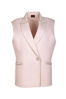 Cream Caleste blazer by Aidan & Ice, tailored fit blazer with lapels and button closure, styled on a mannequin.
