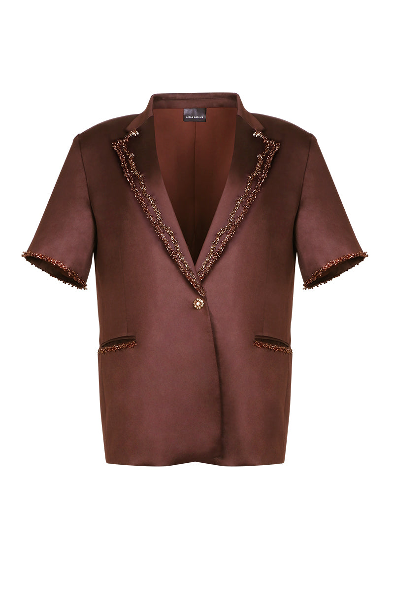 Aidan & Ice NARA brown blazer, tailored men's blazer with notch lapel, stylish and versatile for formal or casual wear.