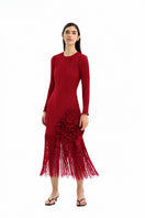 Red CULT MIA X MALYÉ VÁSQUEZ Rio midi dress, stylish sleeveless women's dress in vibrant red fabric.