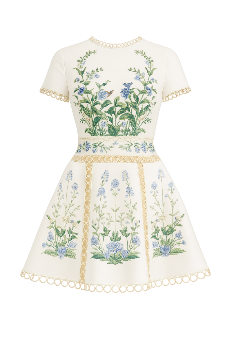 VALENTINA A-LINE SHORT SLEEVED SILK SATIN MINI DRESS