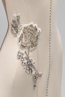 Maison Des Copains EIRLYS sheath puffy sleeved crepe gown, floor length with elegant design and structured silhouette.